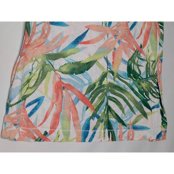 WEEKENDS BY CHICO'S- Womens Tunic Top 2 US Medium Beach Tropical Print Vacation - Picture 5 of 7